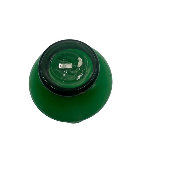 Green Frosted Glass Vase With Flared Lip & Glossy Finish Marked Japan - Picture 4 of 4